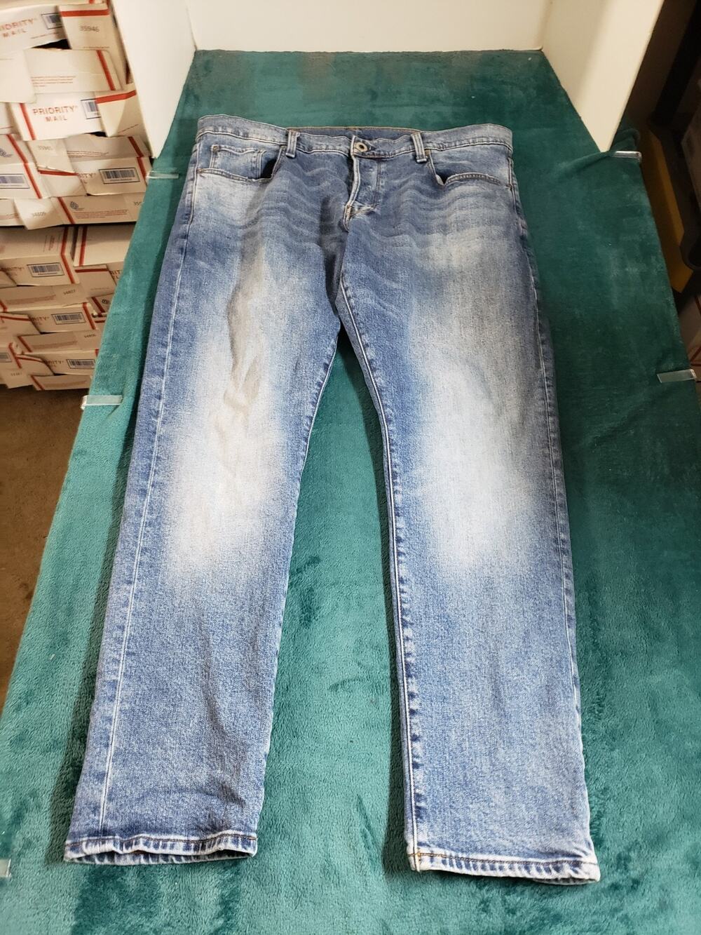 G Star Raw Jeans Size 38x32 Mens Blue Pants Stretch Denim Mid Rise Straight